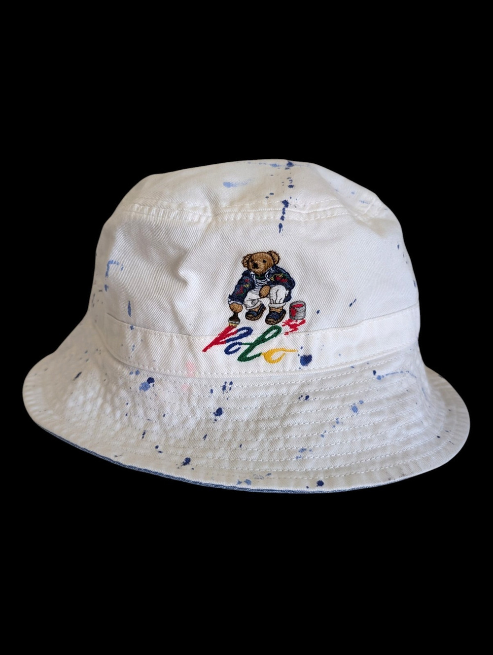 Polo Ralph Lauren Paint Splatter Polo Bear Bucket Hat White Boys 8-20